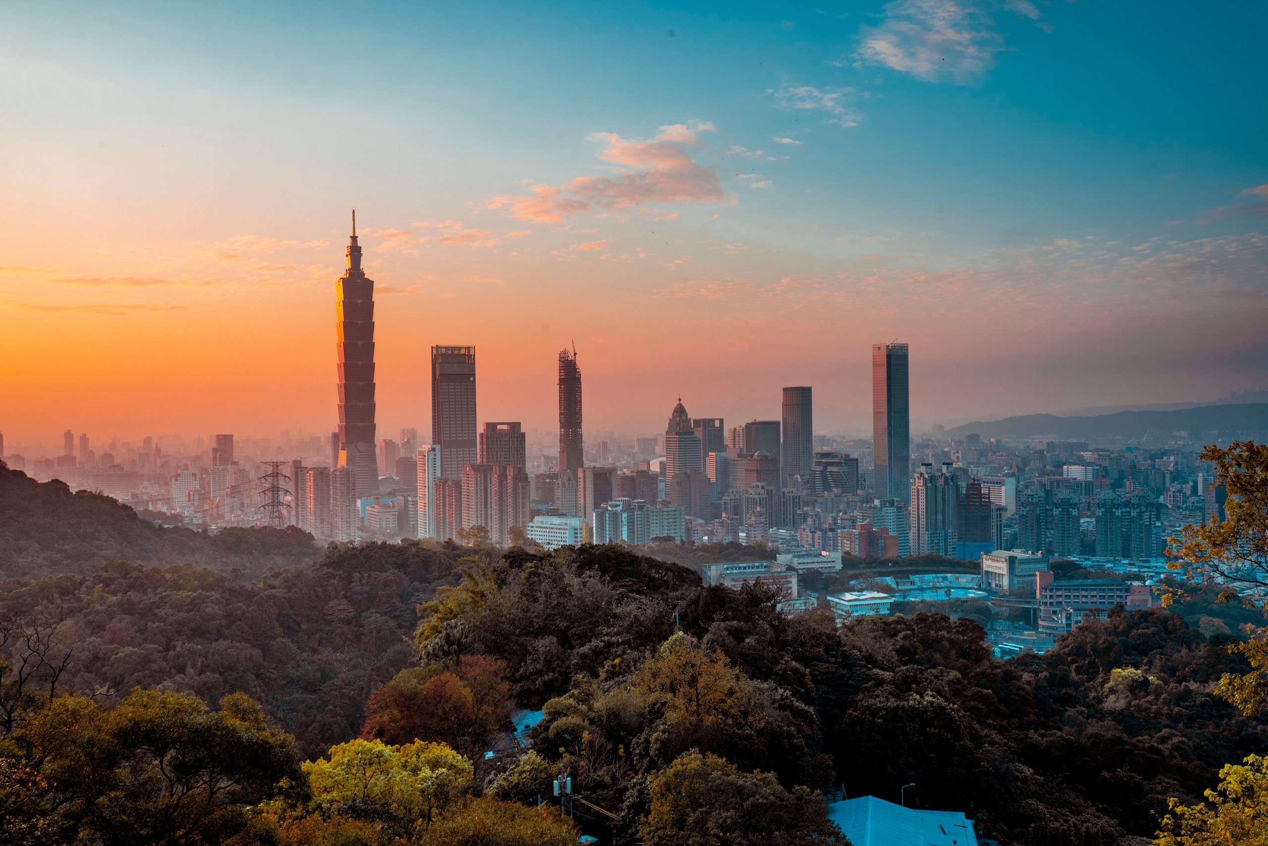 Taipei skyline at sunset